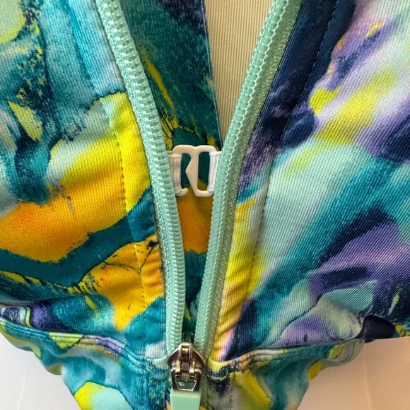 Tek Gear Women's Abstract Sports Bra - Blue, Purple, Yellow - Picture 3 of 5